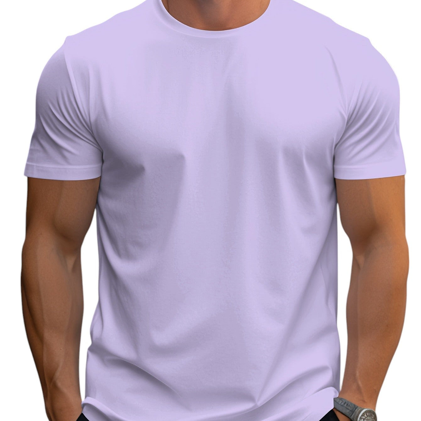 T-Shirt – Corte Regular em Mistura de Poliéster e Decote Suave