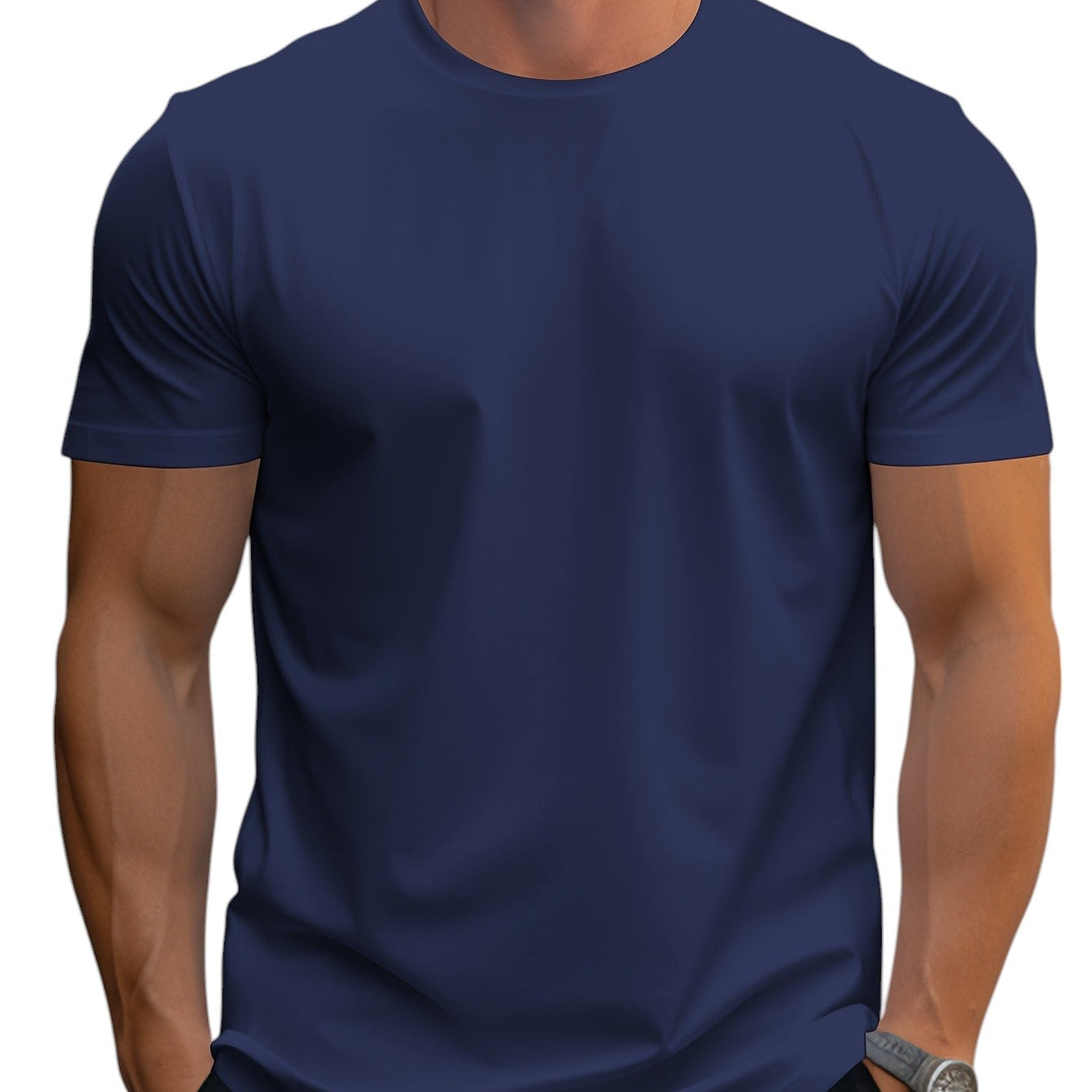 T-Shirt – Corte Regular em Mistura de Poliéster e Decote Suave
