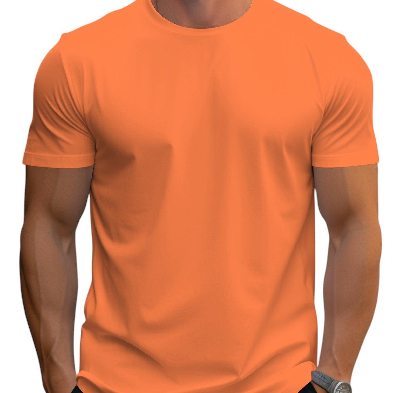 T-Shirt – Corte Regular em Mistura de Poliéster e Decote Suave
