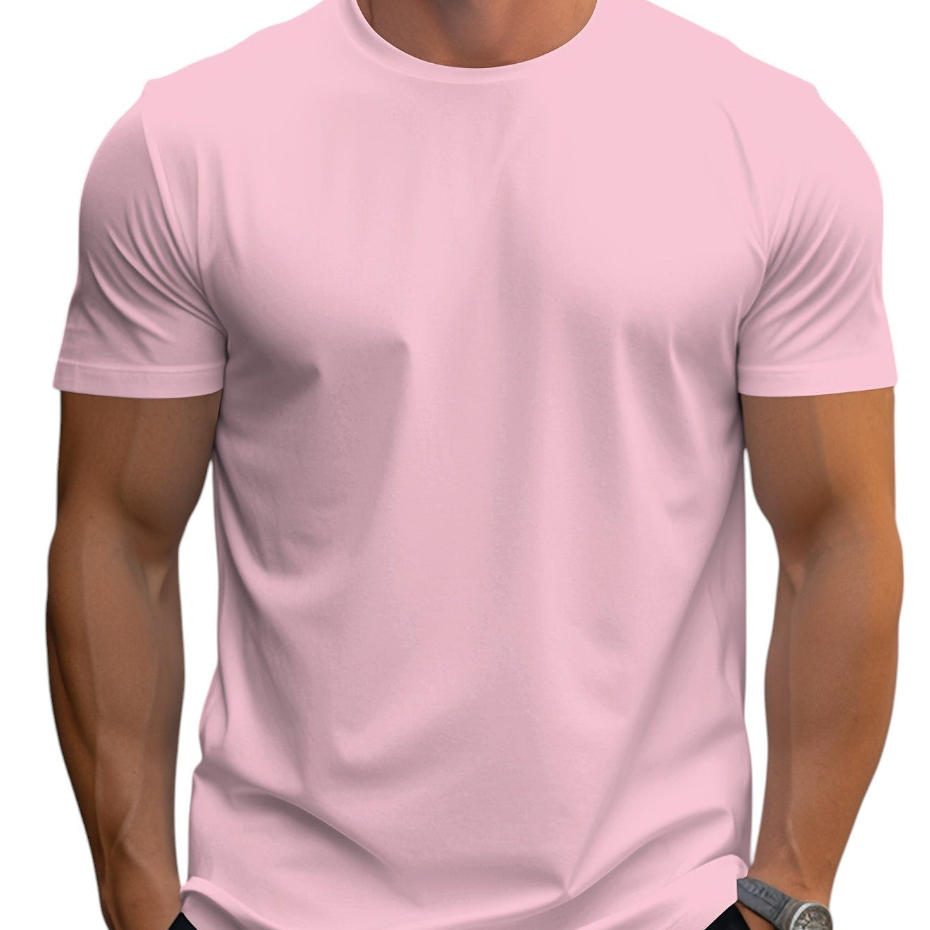 T-Shirt – Corte Regular em Mistura de Poliéster e Decote Suave