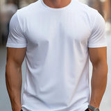 T-Shirt – Corte Regular em Mistura de Poliéster e Decote Suave