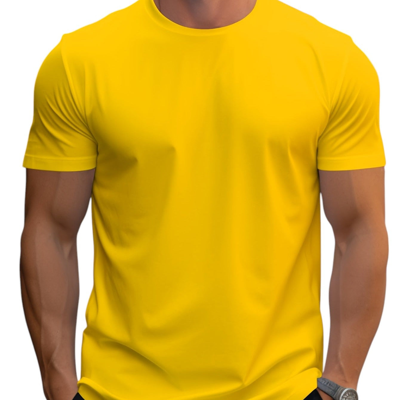 T-Shirt – Corte Regular em Mistura de Poliéster e Decote Suave