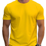 T-Shirt – Corte Regular em Mistura de Poliéster e Decote Suave