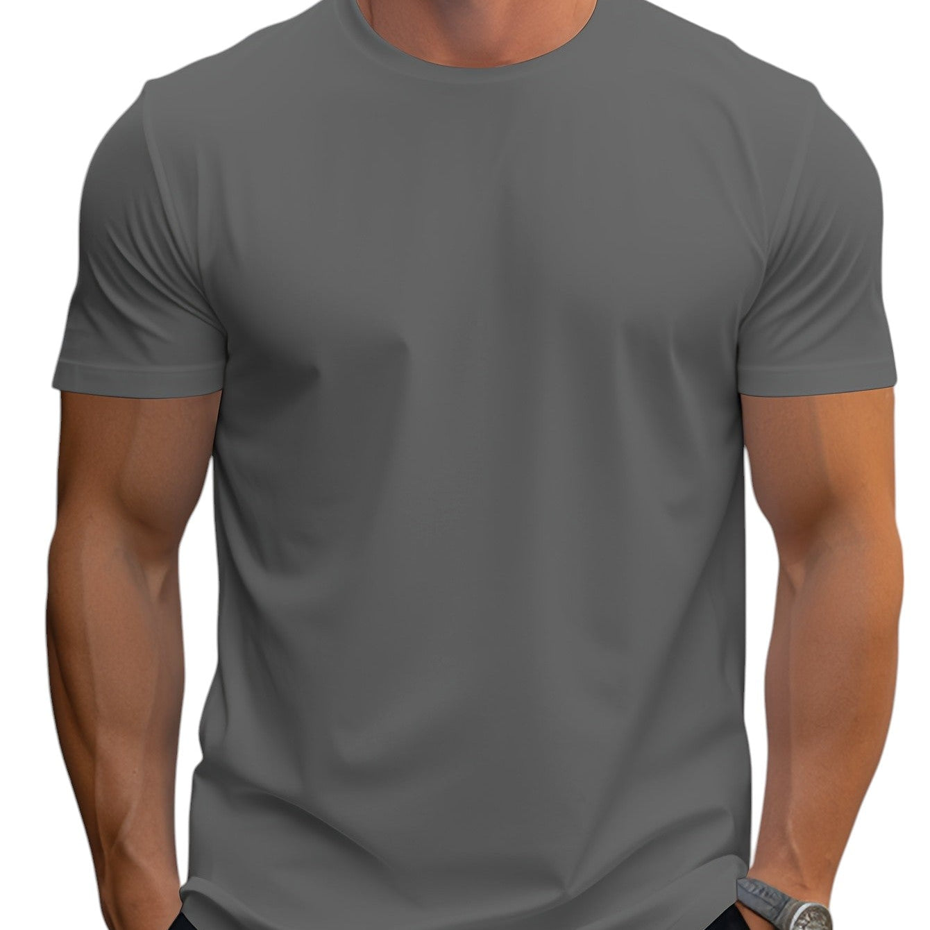 T-Shirt – Corte Regular em Mistura de Poliéster e Decote Suave