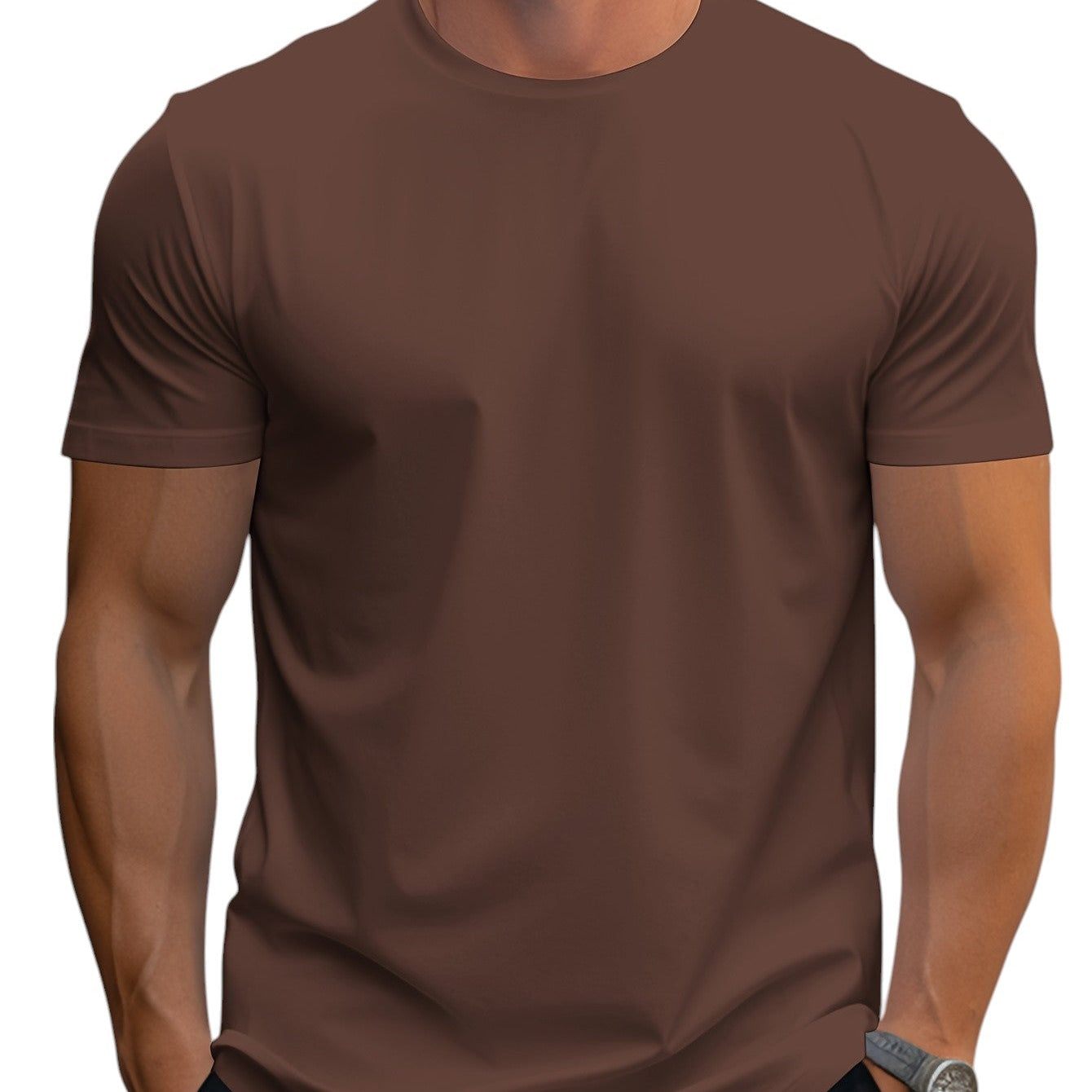 T-Shirt – Corte Regular em Mistura de Poliéster e Decote Suave