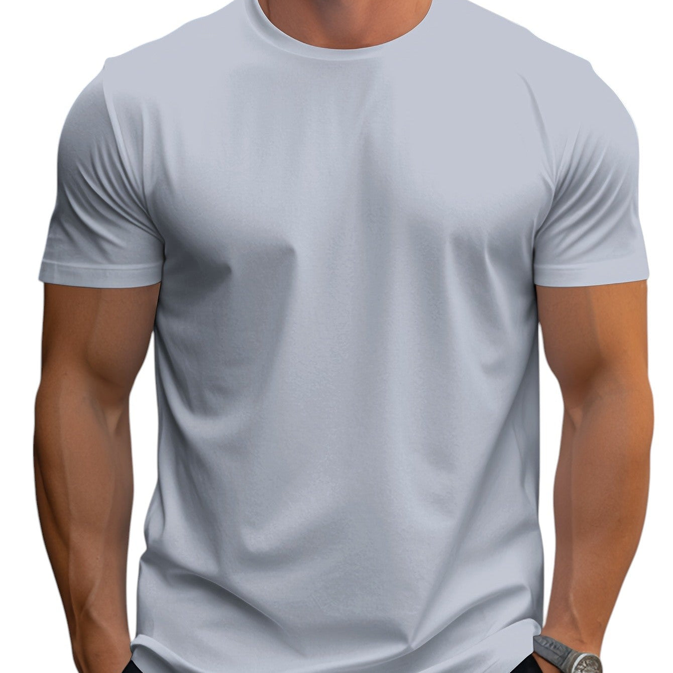 T-Shirt – Corte Regular em Mistura de Poliéster e Decote Suave