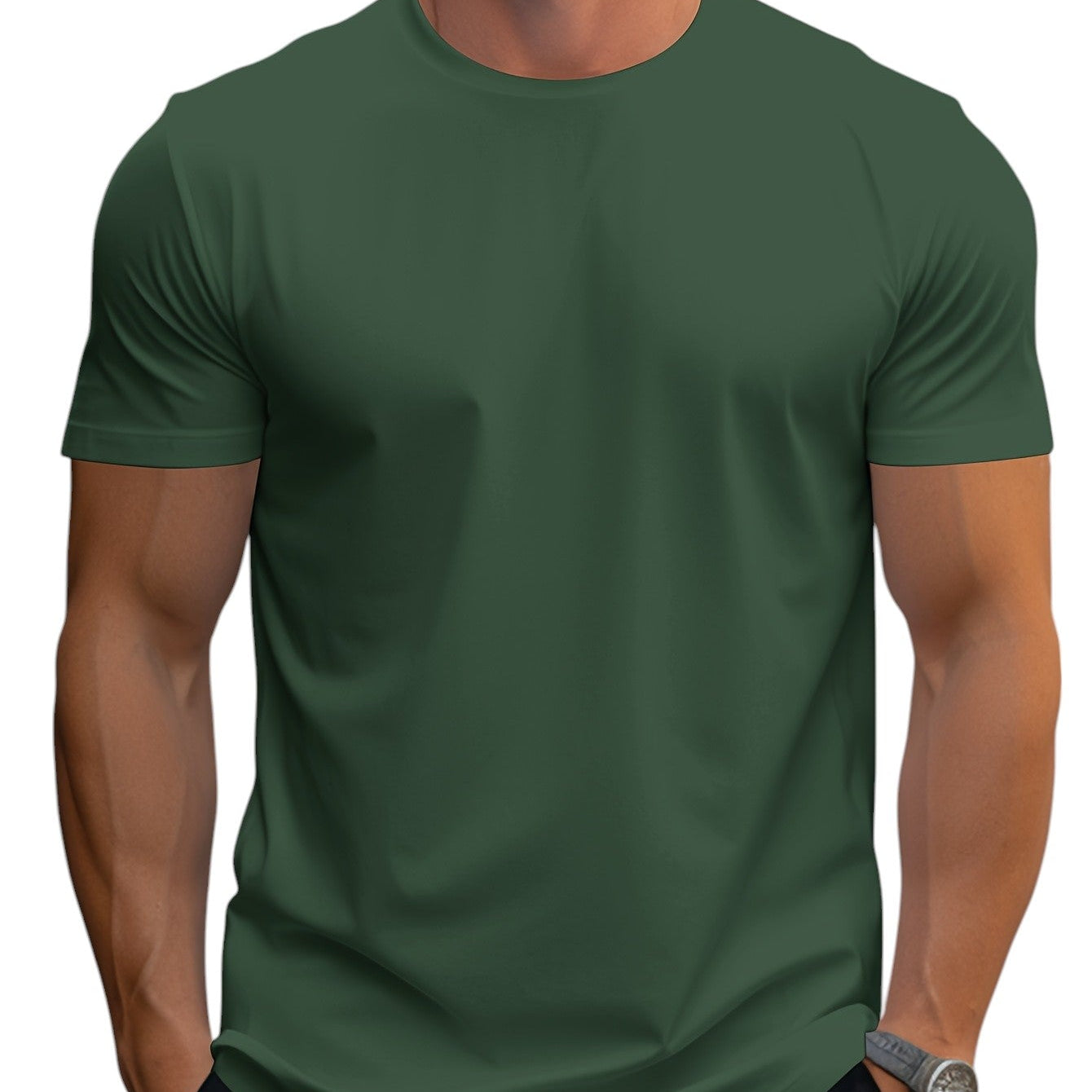 T-Shirt – Corte Regular em Mistura de Poliéster e Decote Suave