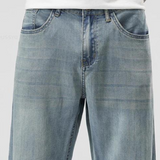 Calças - Mistura de Denim com Cintura Baixa e Corte Relaxado na Anca