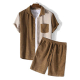 Conjunto de Duas Peças – Camisa de Waffle e Calções com Corda