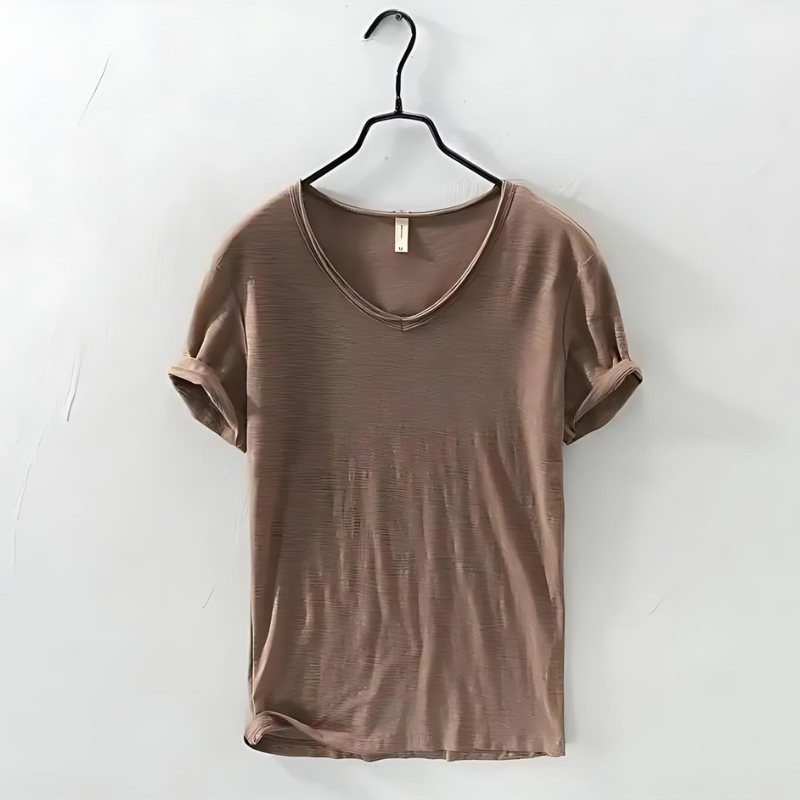 T-Shirt de Decote em V – Mistura Leve e Ajuste Respirável