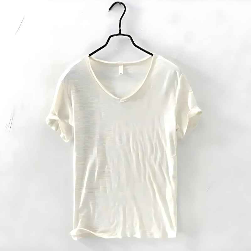 T-Shirt de Decote em V – Mistura Leve e Ajuste Respirável